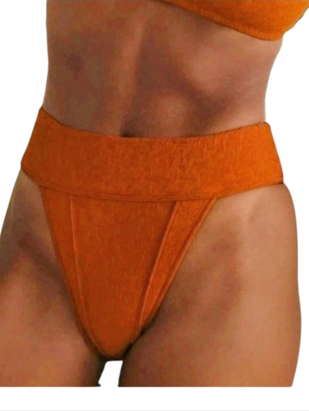 Free People Free-Est Dylan High-Waist Bikini Bottoms Textured Orange S NWT